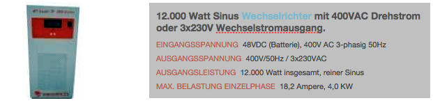 Sinuswechselrichter 12KW 3-Phasen 400VAC 50Hz Sinuswechselrichter als Reiner Sinus 12KW